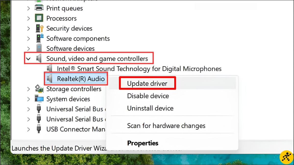Cập nhật driver âm thanh mới qua Device Manager Cập nhật driver âm thanh mới qua Device Manager