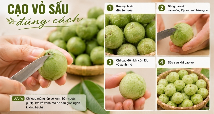 Sơ chế quả sấu để làm món sấu ngâm đường