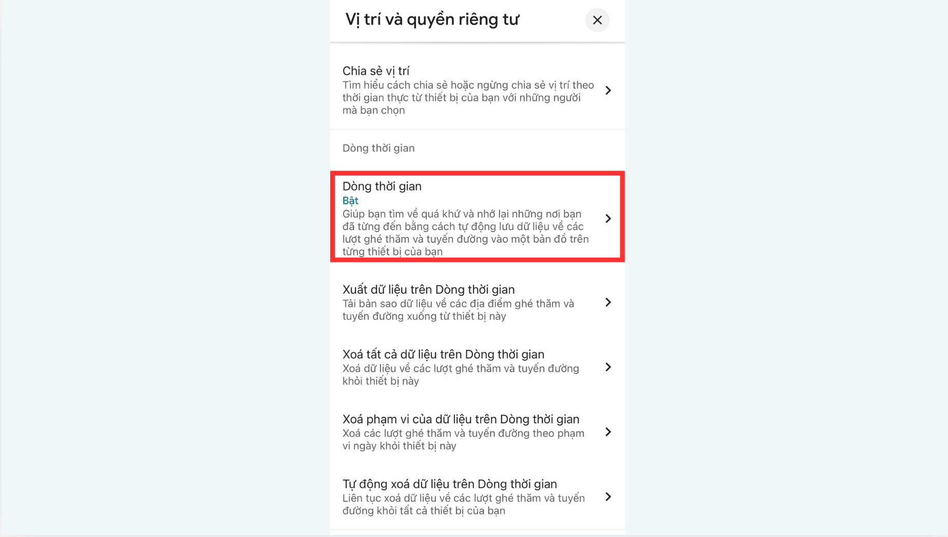 Google Maps cần bật D&ograve;ng thời gian để tạo video Timeline Visualizer