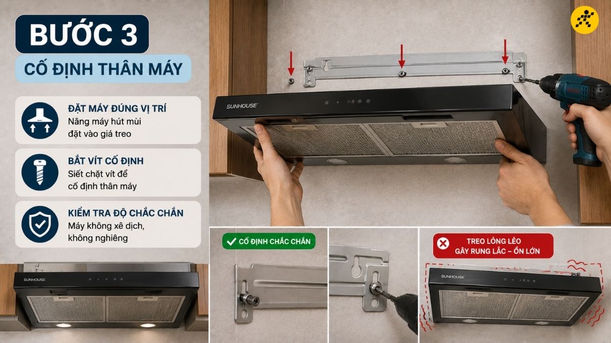 Cố định thân máy