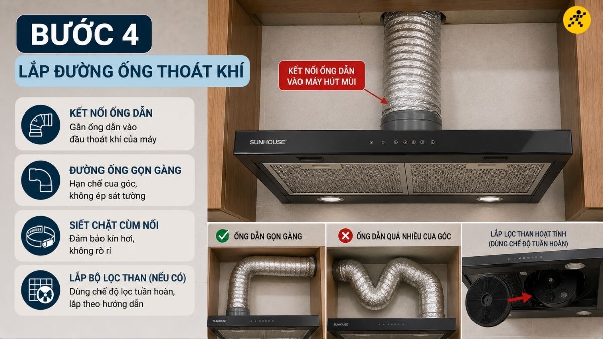 Lắp đường ống thoát khí