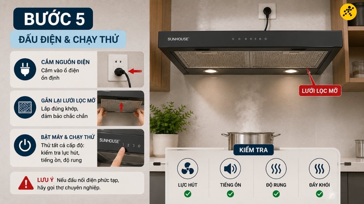 Đấu điện và chạy thử