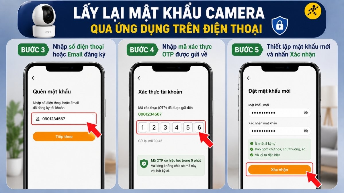 Tiến h&agrave;nh thiết lập mật khẩu mới