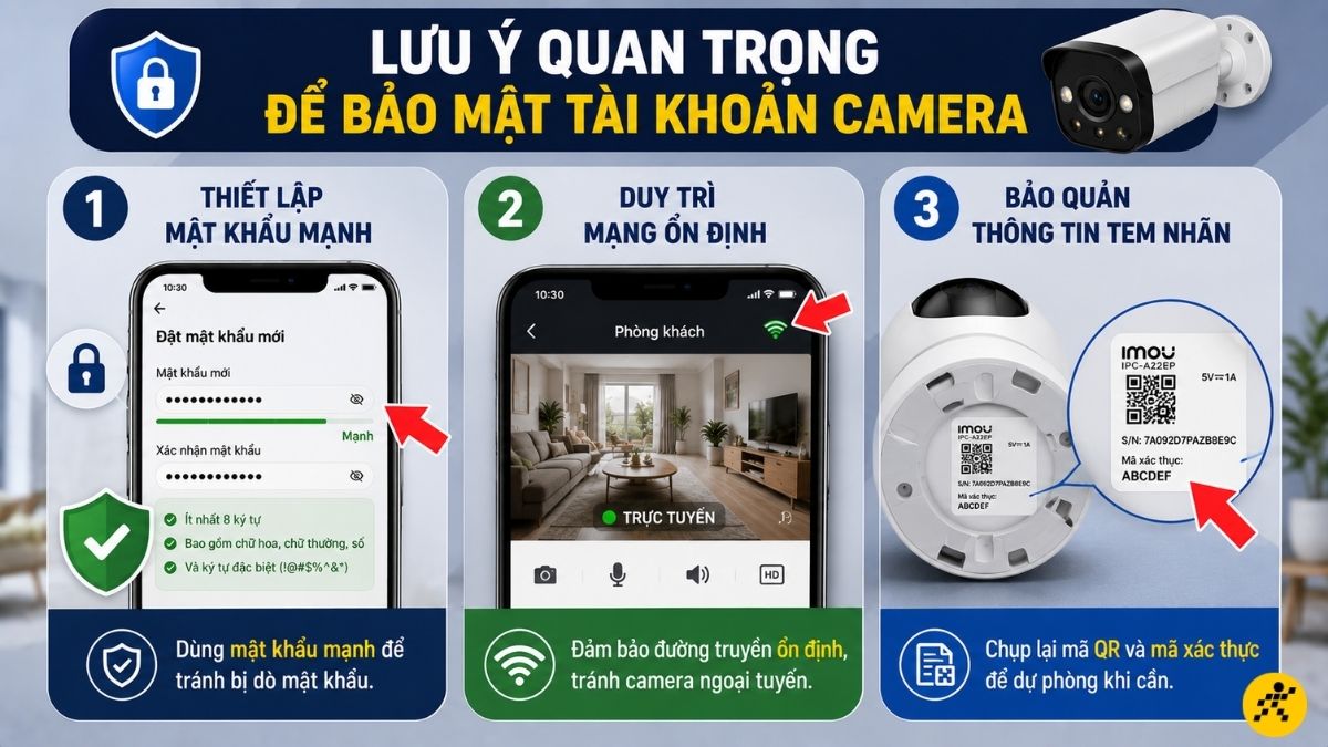 Lưu &yacute; quan trọng để bảo mật t&agrave;i khoản camera