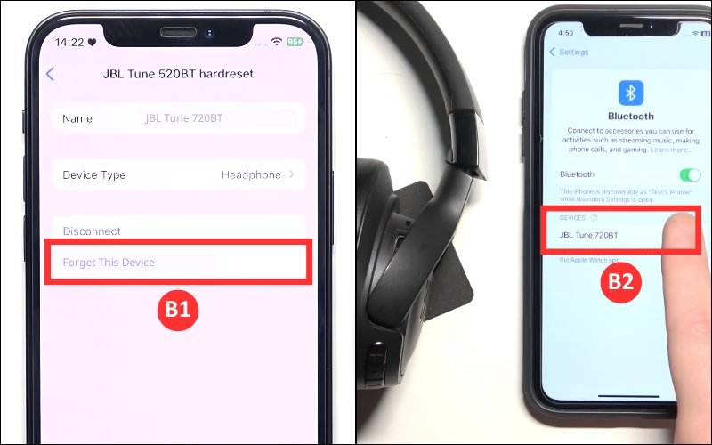 Kết nối tai nghe JBL với điện thoại lại sau khi thoát kết nối để reset Kết nối tai nghe JBL với điện thoại lại sau khi thoát kết nối để reset