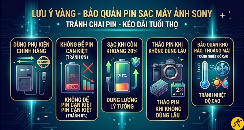 Mẹo bảo quản pin sạc máy ảnh Sony không bị chai Mẹo bảo quản pin sạc máy ảnh Sony không bị chai