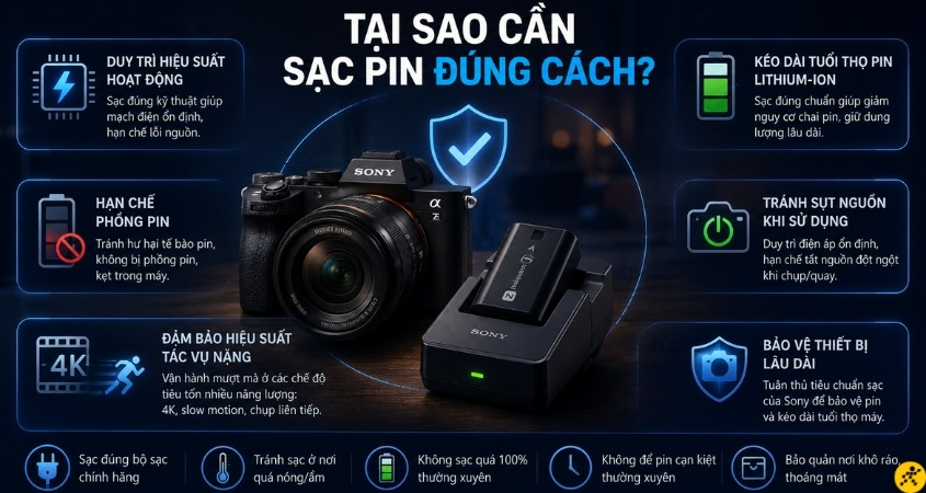 Lý do cần sạc pin máy ảnh Sony đúng cách Lý do cần sạc pin máy ảnh Sony đúng cách