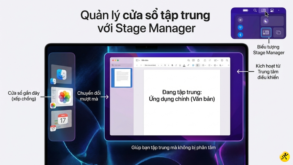 Quản l&yacute; cửa sổ tập trung với Stage Manager