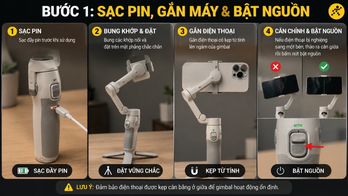 Sạc pin, gắn máy và bật nguồn Sạc pin, gắn máy và bật nguồn
