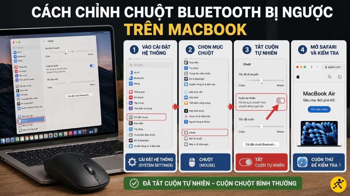 C&aacute;ch chỉnh chuột Bluetooth bị ngược tr&ecirc;n MacBook