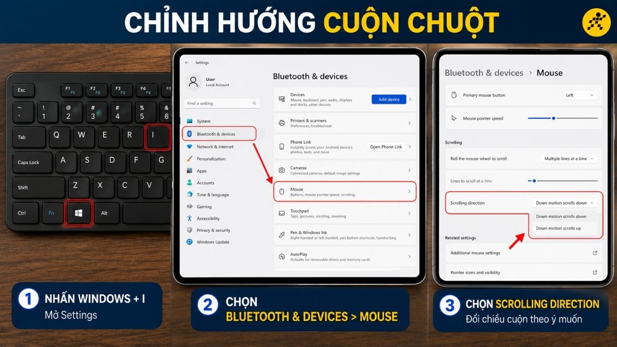 Chỉnh hướng cuộn chuột