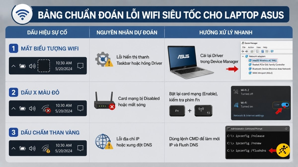 Bảng chuẩn đo&aacute;n lỗi WiFi 