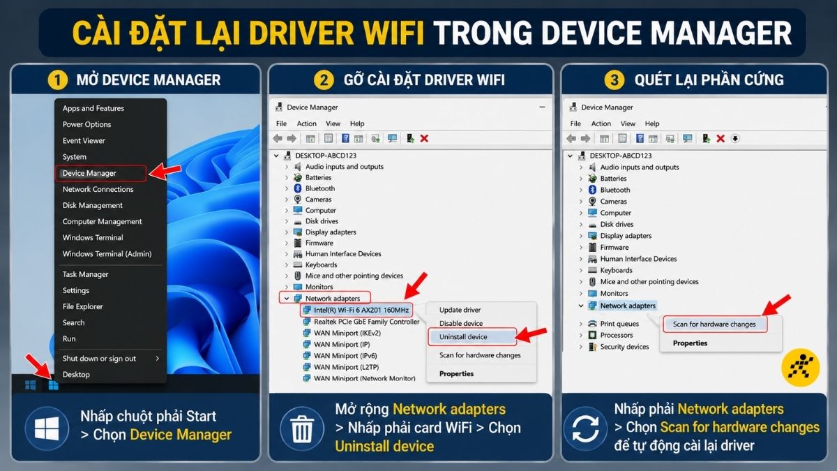C&agrave;i đặt lại Driver WiFi trong Device Manager