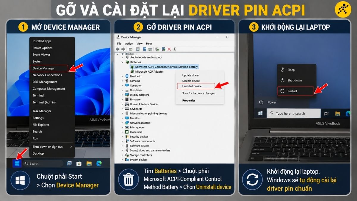 Gỡ v&agrave; c&agrave;i đặt lại Driver pin ACPI