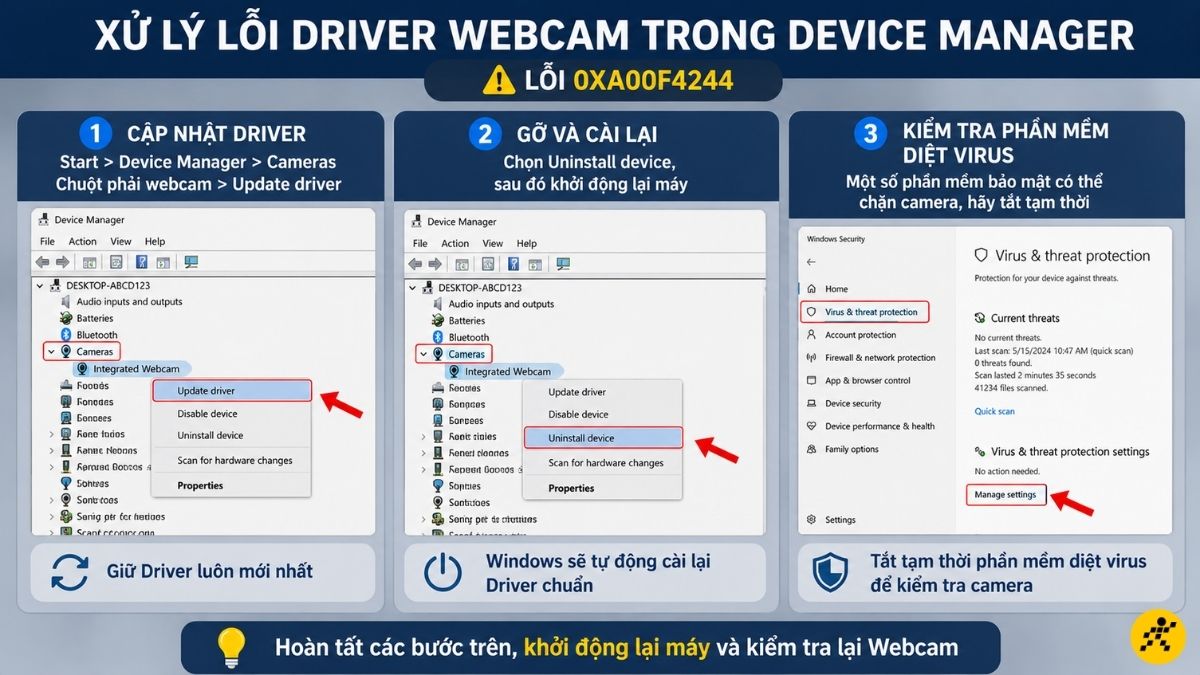Xử l&yacute; lỗi Driver Webcam trong Device Manager