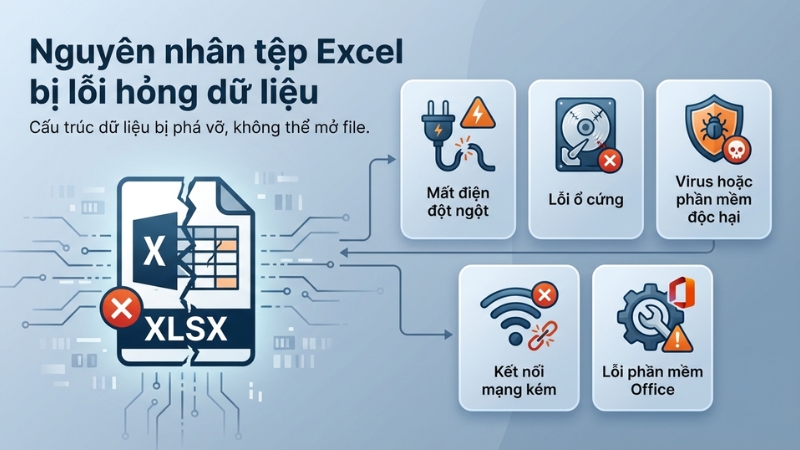 Nguy&ecirc;n nh&acirc;n khiến file Excel bị corrupt (hỏng dữ liệu)