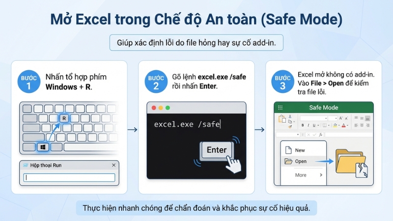 Mở Excel ở chế độ Safe Mode