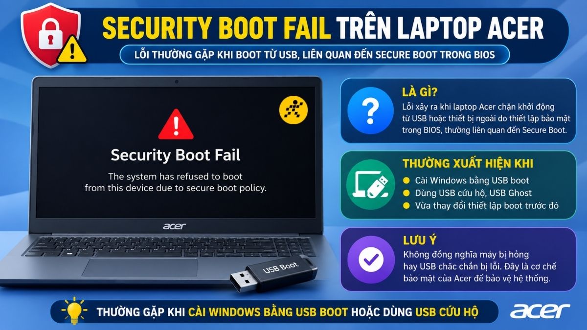 Lỗi Security Boot Fail trên laptop Acer Lỗi Security Boot Fail trên laptop Acer