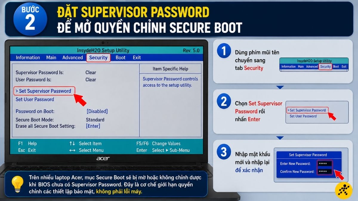 Đặt Supervisor Password Đặt Supervisor Password