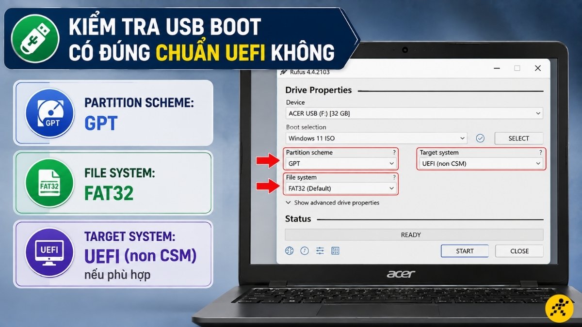 Kiểm tra USB boot có đúng chuẩn UEFI không Kiểm tra USB boot có đúng chuẩn UEFI không