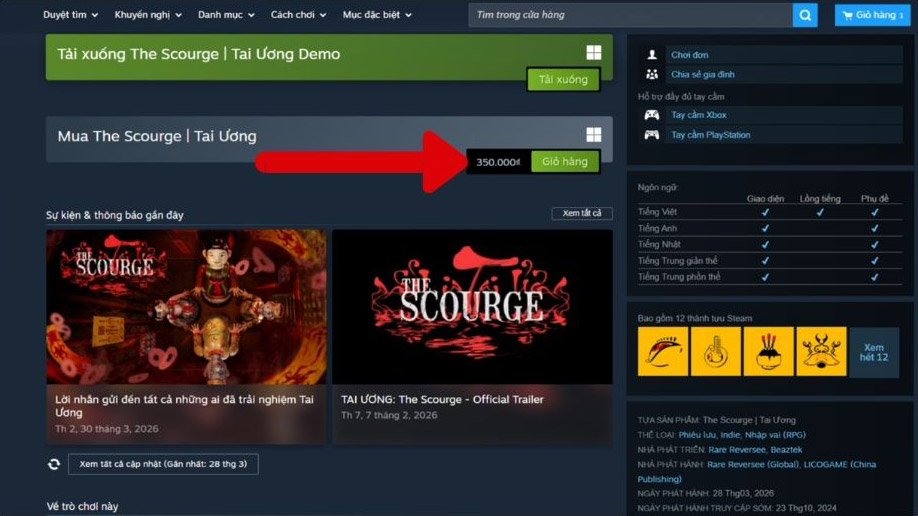 Nhấn Thêm vào giỏ để mua game