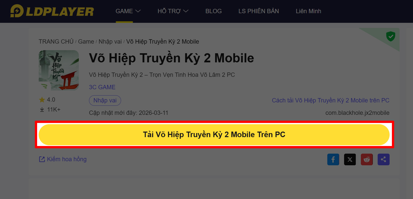 Cách tải và chơi Võ Hiệp Truyền Kỳ 2 Mobile trên PC với LDPlayer