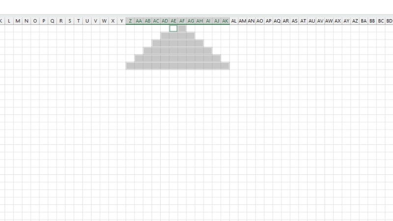 Giữ ph&iacute;m Ctrl v&agrave; d&ugrave;ng chuột tr&aacute;i qu&eacute;t chọn c&aacute;c &ocirc; để tạo h&igrave;nh t&aacute;n c&acirc;y