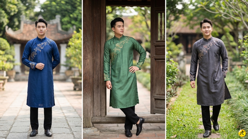 D&aacute;ng nam &aacute;o d&agrave;i đứng thẳng tự tin