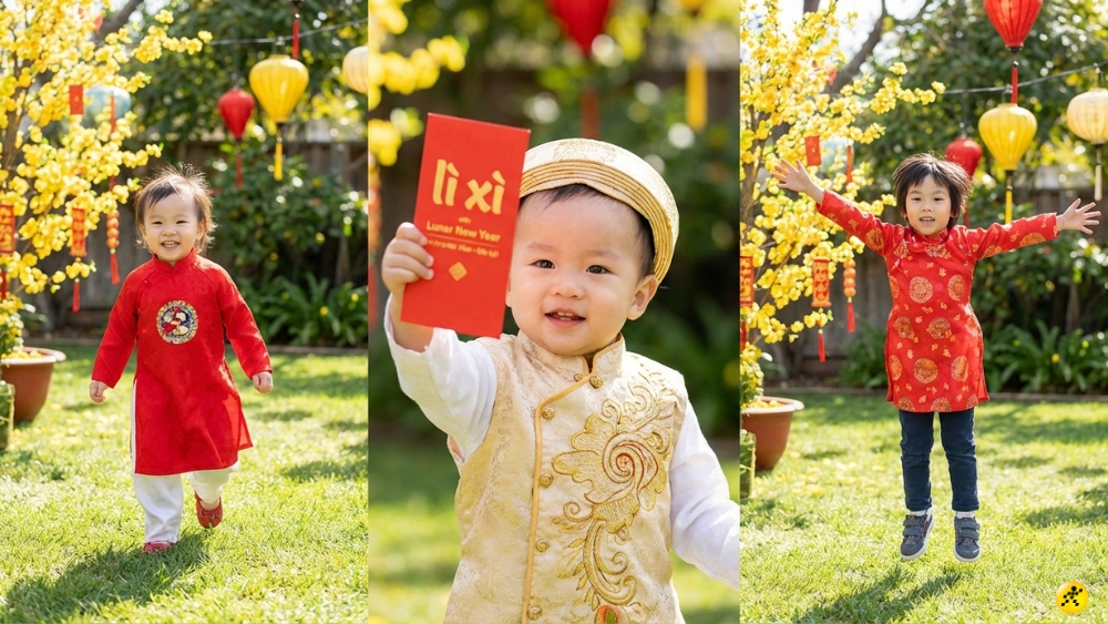 D&aacute;ng b&eacute; vui đ&ugrave;a ng&agrave;y Xu&acirc;n 