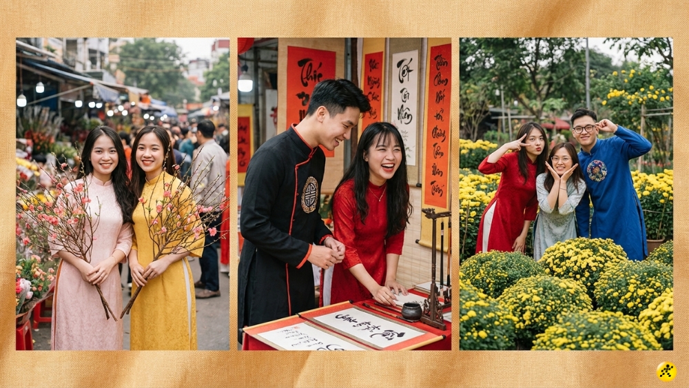 Tạo d&aacute;ng tại Chợ Tết, Vườn hoa