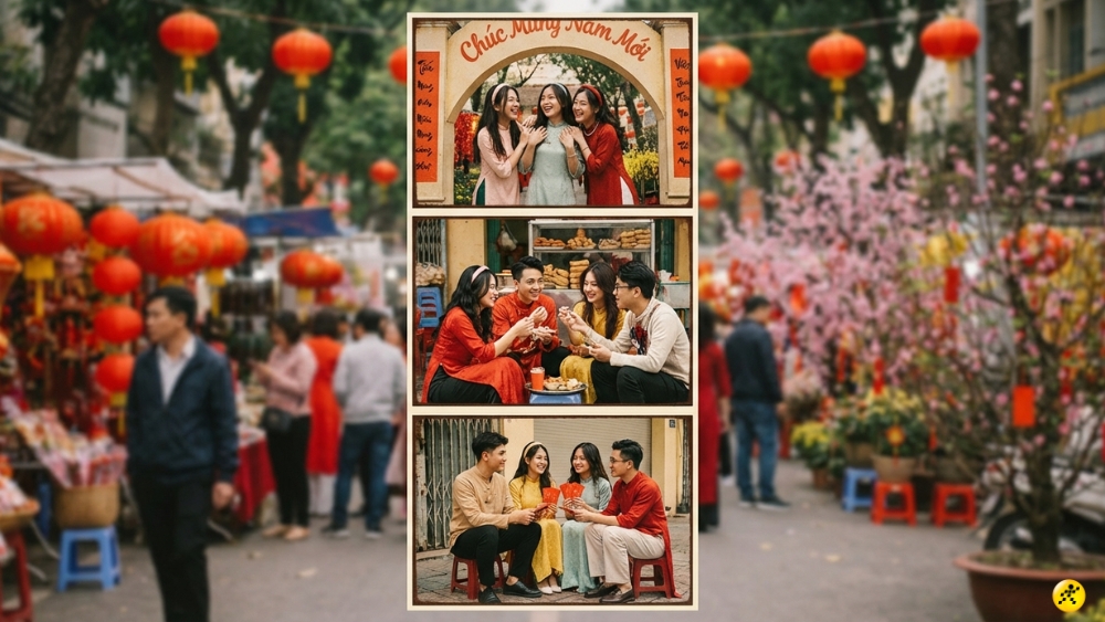Chụp ảnh Tết cho nh&oacute;m bạn
