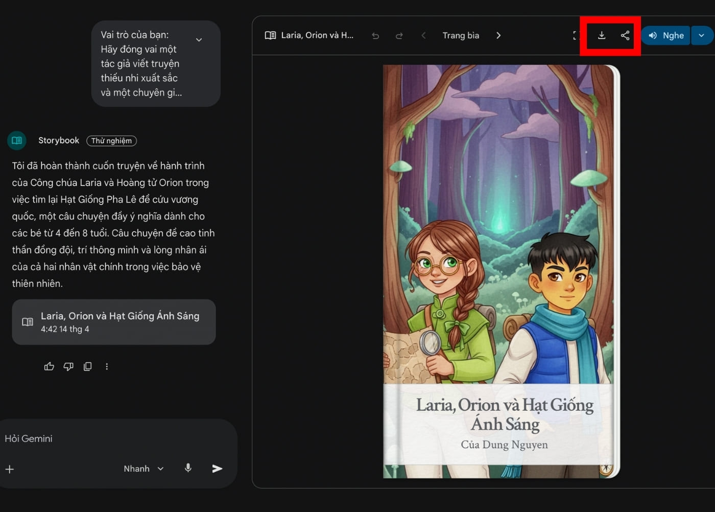 Thành phẩm Storybook được tạo ra từ Gemini Thành phẩm Storybook được tạo ra từ Gemini