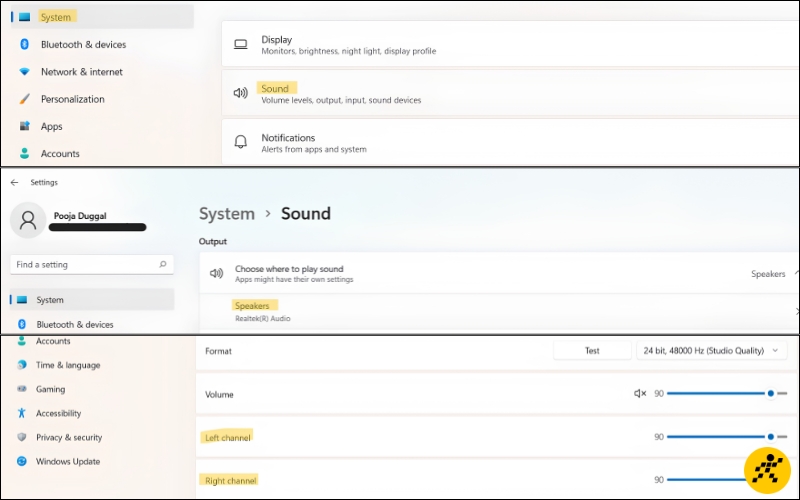 Cách chỉnh âm thanh cho mỗi bên loa trong Settings Windows 11 Cách chỉnh âm thanh cho mỗi bên loa trong Settings Windows 11