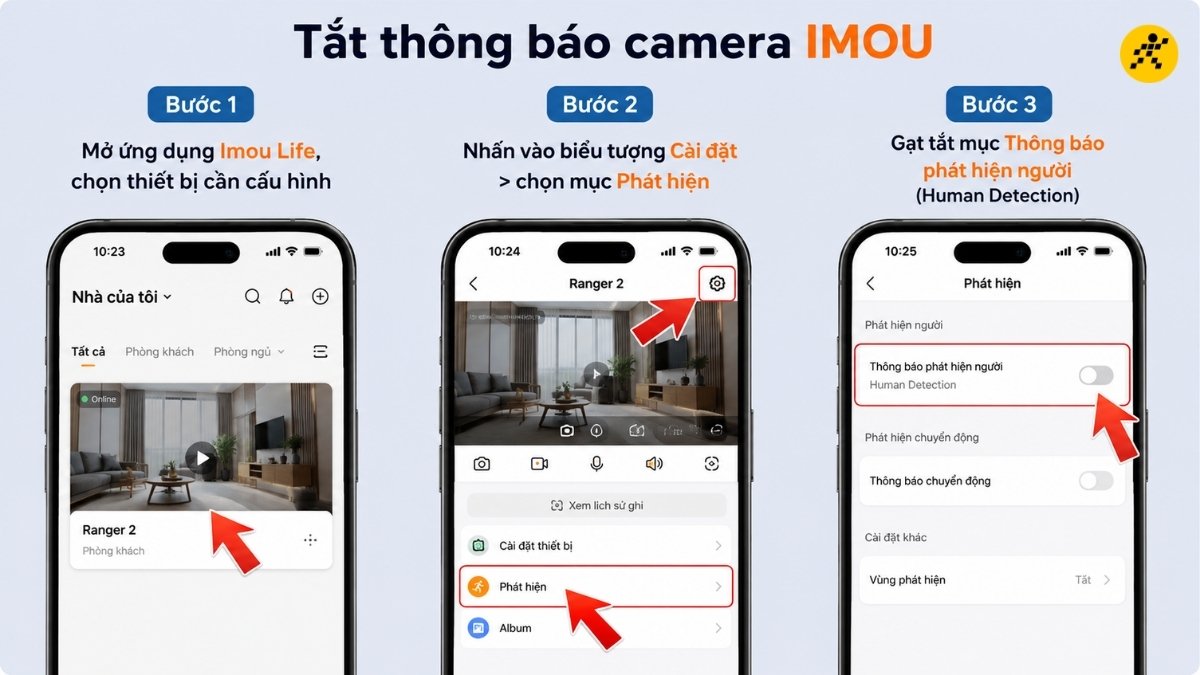Tắt th&ocirc;ng b&aacute;o camera IMOU