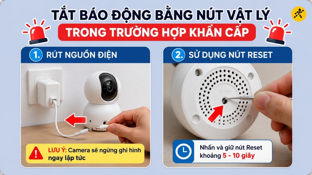 Tắt b&aacute;o động bằng n&uacute;t vật l&yacute;