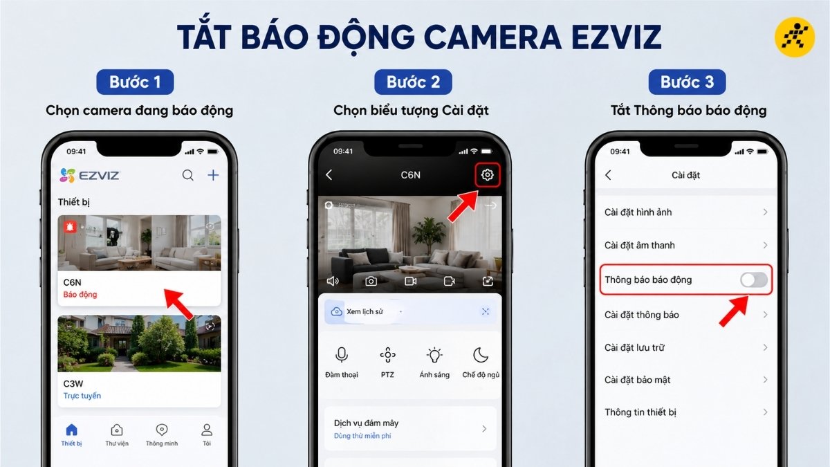 Tắt b&aacute;o động camera EZVIZ