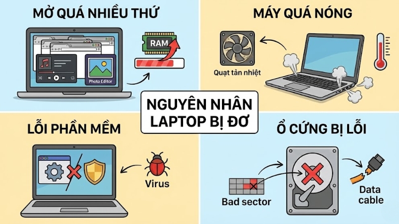Nguy&ecirc;n nh&acirc;n khiến laptop bị đơ