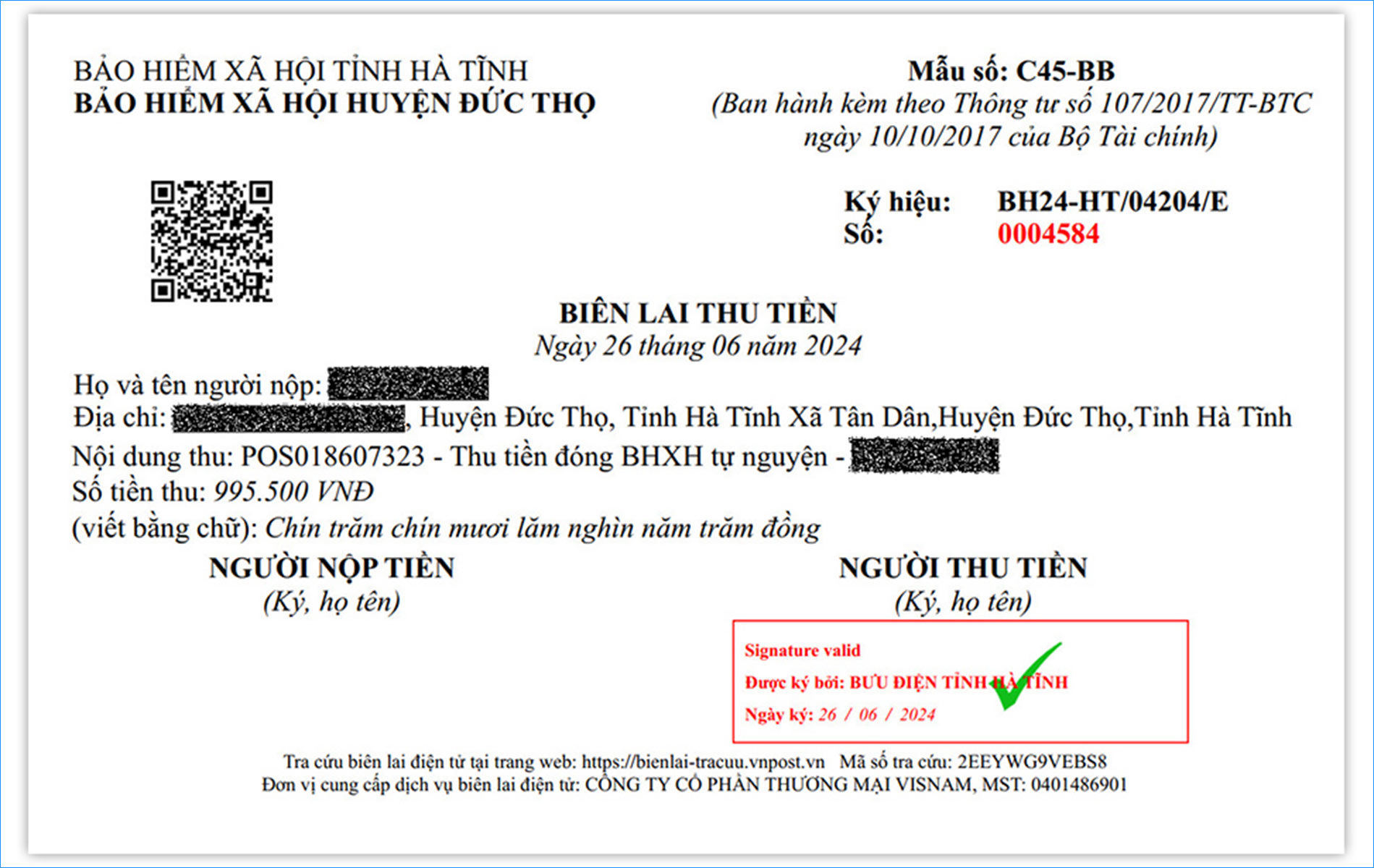 Kiểm tra ngay thời hạn sử dụng thẻ  BHYT ngay trên biên lai thu tiền gần nhất