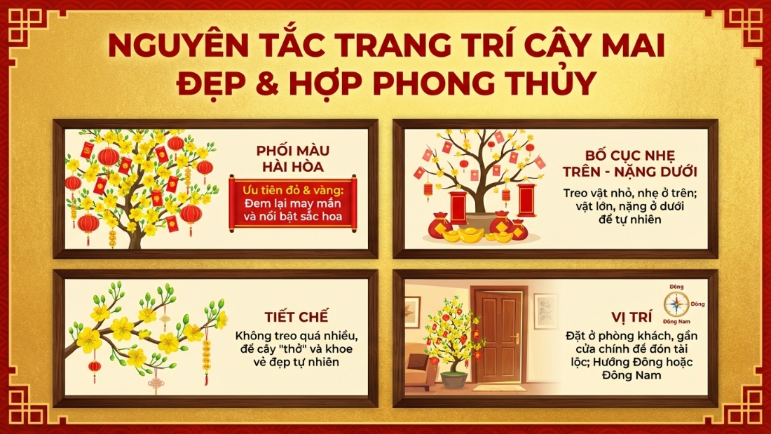 Nguy&ecirc;n tắc trang tr&iacute; c&acirc;y mai đẹp