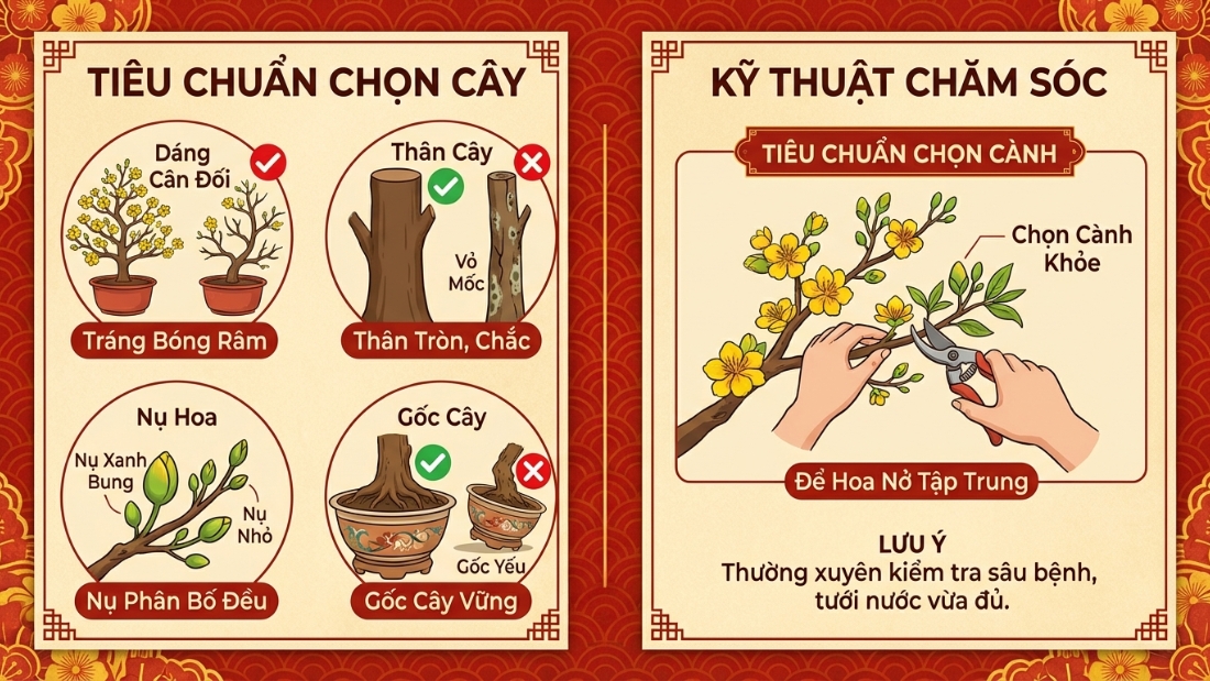 C&aacute;ch chọn mua v&agrave; chăm s&oacute;c mai tươi nở đ&uacute;ng Tết