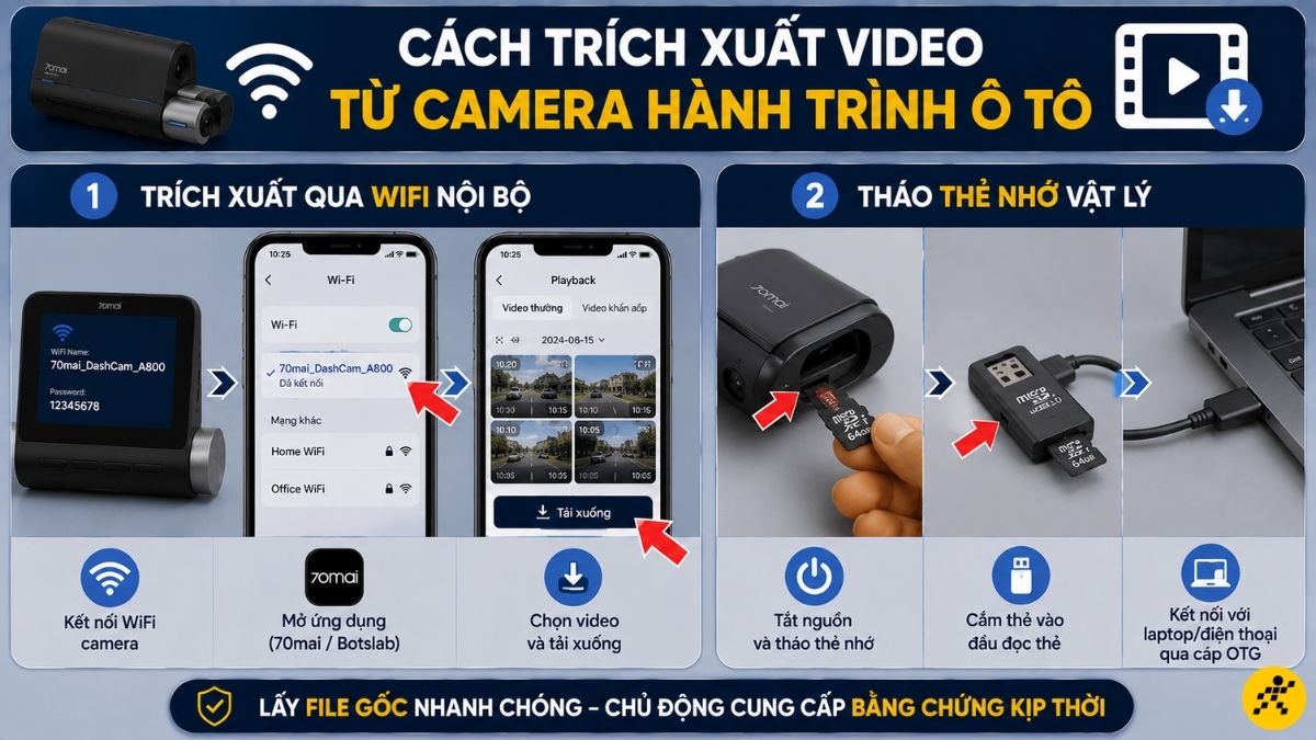 C&aacute;ch tr&iacute;ch xuất video từ camera h&agrave;nh tr&igrave;nh &ocirc; t&ocirc;
