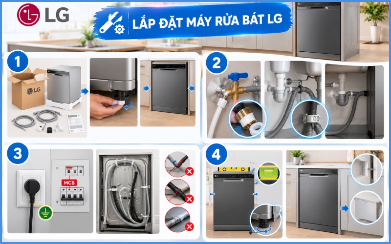 Quy trình lắp đặt máy rửa bát LG từng bước