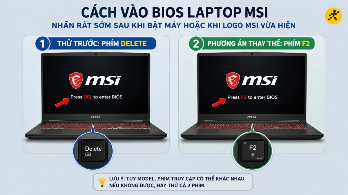 Vào BIOS laptop MSI Vào BIOS laptop MSI