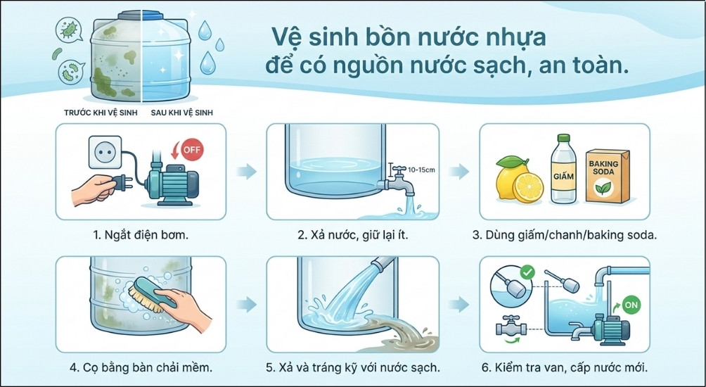 Hướng dẫn cách vệ sinh bồn nước inox tại nhà đơn giản