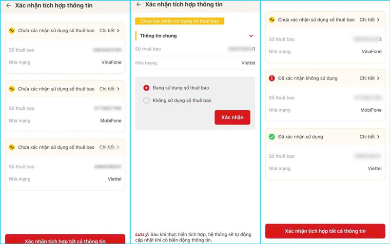 Kiểm tra danh sách SIM, chọn đang dùng hoặc không dùng và xác nhận Kiểm tra danh sách SIM, chọn đang dùng hoặc không dùng và xác nhận