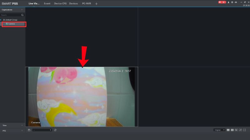 Bấm v&agrave;o camera bạn muốn xem tr&ecirc;n m&aacute;y t&iacute;nh