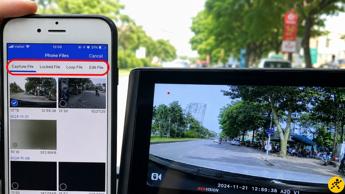 Mở ứng dụng vừa tải để xem lại video camera hành trình Mở ứng dụng vừa tải để xem lại video camera hành trình
