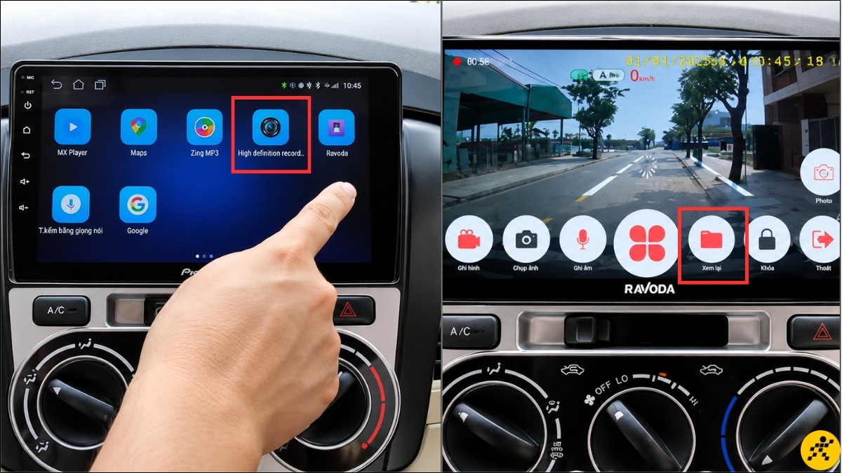 Xem lại camera hành trình trên màn hình ô tô Xem lại camera hành trình trên màn hình ô tô