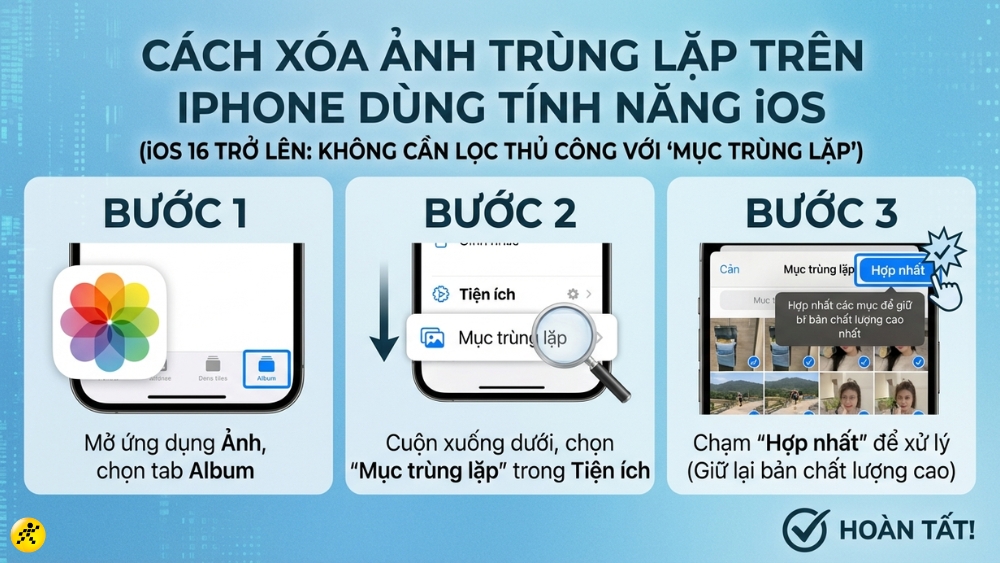 C&aacute;ch x&oacute;a ảnh tr&ugrave;ng lặp tr&ecirc;n iPhone