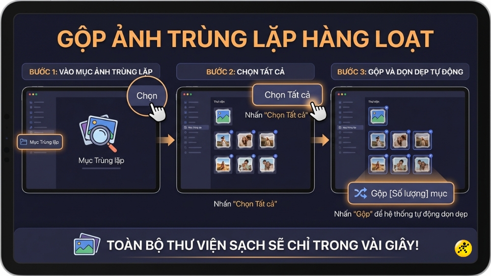 C&aacute;ch hợp nhất ảnh tr&ugrave;ng lặp h&agrave;ng loạt